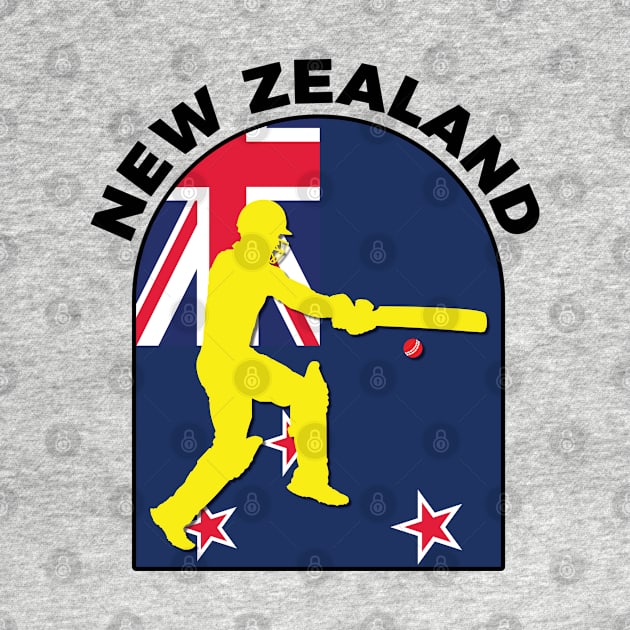 New Zealand Cricket Batsman New Zealand Flag by DPattonPD